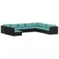 Preview: 10-tlg. Garten-Lounge-Set mit Kissen Schwarz Poly Rattan
