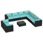 Preview: 10-tlg. Garten-Lounge-Set mit Kissen Schwarz Poly Rattan