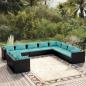 Preview: ARDEBO.de - 10-tlg. Garten-Lounge-Set mit Kissen Schwarz Poly Rattan