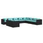 Preview: 10-tlg. Garten-Lounge-Set mit Kissen Schwarz Poly Rattan