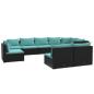 Preview: 9-tlg. Garten-Lounge-Set mit Kissen Poly Rattan Schwarz