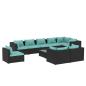 Preview: 10-tlg. Garten-Lounge-Set mit Kissen Poly Rattan Schwarz