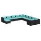 Preview: 11-tlg. Garten-Lounge-Set mit Kissen Poly Rattan Schwarz