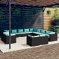 Preview: ARDEBO.de - 13-tlg. Garten-Lounge-Set mit Kissen Schwarz Poly Rattan