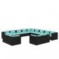Preview: 13-tlg. Garten-Lounge-Set mit Kissen Schwarz Poly Rattan