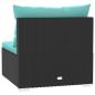 Preview: 4-Sitzer-Sofa mit Kissen Schwarz Poly Rattan