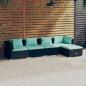 Preview: ARDEBO.de - 5-tlg. Garten-Lounge-Set mit Kissen Poly Rattan Schwarz