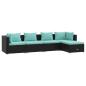 Preview: 5-tlg. Garten-Lounge-Set mit Kissen Poly Rattan Schwarz