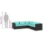 Preview: 5-tlg. Garten-Lounge-Set mit Kissen Poly Rattan Schwarz