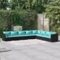 Preview: ARDEBO.de - 8-tlg. Garten-Lounge-Set mit Kissen Poly Rattan Schwarz