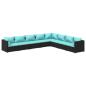 Preview: 8-tlg. Garten-Lounge-Set mit Kissen Poly Rattan Schwarz