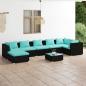 Preview: ARDEBO.de - 8-tlg. Garten-Lounge-Set mit Kissen Poly Rattan Schwarz