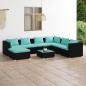 Preview: ARDEBO.de - 8-tlg. Garten-Lounge-Set mit Kissen Poly Rattan Schwarz