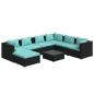 Preview: 8-tlg. Garten-Lounge-Set mit Kissen Poly Rattan Schwarz