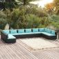 Preview: ARDEBO.de - 10-tlg. Garten-Lounge-Set mit Kissen Poly Rattan Schwarz