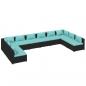 Preview: 10-tlg. Garten-Lounge-Set mit Kissen Poly Rattan Schwarz