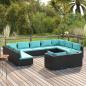 Preview: ARDEBO.de - 11-tlg. Garten-Lounge-Set mit Kissen Schwarz Poly Rattan