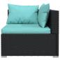 Preview: 11-tlg. Garten-Lounge-Set mit Kissen Schwarz Poly Rattan