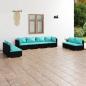 Preview: ARDEBO.de - 8-tlg. Garten-Lounge-Set mit Kissen Poly Rattan Schwarz