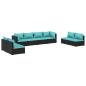 Preview: 8-tlg. Garten-Lounge-Set mit Kissen Poly Rattan Schwarz