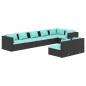 Preview: 8-tlg. Garten-Lounge-Set mit Kissen Schwarz Poly Rattan