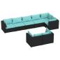 Preview: 8-tlg. Garten-Lounge-Set mit Kissen Schwarz Poly Rattan