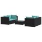 Preview: 5-tlg. Garten-Lounge-Set mit Kissen Poly Rattan Schwarz