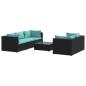 Preview: 6-tlg. Garten-Lounge-Set mit Kissen Poly Rattan Schwarz