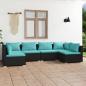 Preview: ARDEBO.de - 6-tlg. Garten-Lounge-Set mit Kissen Poly Rattan Schwarz