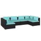 Preview: 6-tlg. Garten-Lounge-Set mit Kissen Poly Rattan Schwarz