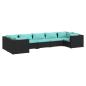 Preview: 7-tlg. Garten-Lounge-Set mit Kissen Poly Rattan Schwarz