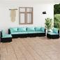 Preview: ARDEBO.de - 6-tlg. Garten-Lounge-Set mit Kissen Poly Rattan Schwarz