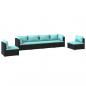 Preview: 6-tlg. Garten-Lounge-Set mit Kissen Poly Rattan Schwarz