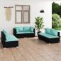 Preview: ARDEBO.de - 6-tlg. Garten-Lounge-Set mit Kissen Poly Rattan Schwarz