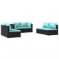 Preview: 6-tlg. Garten-Lounge-Set mit Kissen Poly Rattan Schwarz