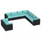 Preview: 9-tlg. Garten-Lounge-Set mit Kissen Schwarz Poly Rattan