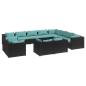 Preview: 12-tlg. Garten-Lounge-Set mit Kissen Schwarz Poly Rattan