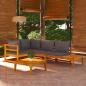 Preview: ARDEBO.de - 4-tlg. Garten-Lounge-Set mit Dunkelgrauen Kissen Akazienholz