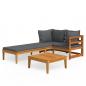 Preview: 3-tlg. Garten-Lounge-Set mit Dunkelgrauen Kissen Massivholz Akazie