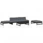Preview: 5-tlg. Garten-Lounge-Set mit Kissen Schwarz Massivholz