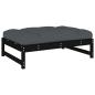Preview: 5-tlg. Garten-Lounge-Set mit Kissen Schwarz Massivholz