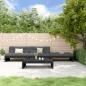 Preview: ARDEBO.de - 4-tlg. Garten-Lounge-Set mit Kissen Schwarz Massivholz