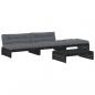 Preview: 4-tlg. Garten-Lounge-Set mit Kissen Schwarz Massivholz