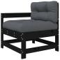 Preview: 6-tlg. Garten-Lounge-Set mit Kissen Schwarz Massivholz