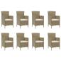 Preview: 9-tlg. Garten-Essgruppe mit Kissen Poly Rattan Beige