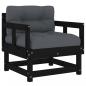 Preview: Gartenstühle mit Kissen 2 Stk. Schwarz Massivholz Kiefer