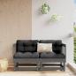 Preview: ARDEBO.de - Ecksofas mit Kissen 2 Stk. Grau Massivholz Kiefer
