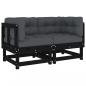 Preview: Ecksofas mit Kissen 2 Stk. Schwarz Massivholz Kiefer