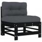 Preview: Mittelsofa mit Kissen Schwarz Massivholz Kiefer