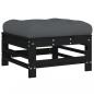Preview: Gartenhocker mit Kissen Schwarz Massivholz Kiefer